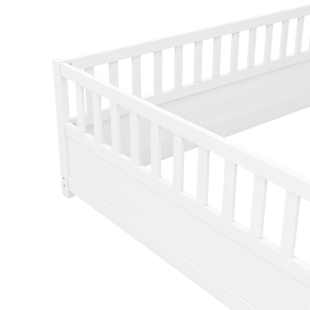 Full sizeFloor bed, integral construction with super high security barrier, door, children's floor bed frame, Montessori wooden children's floor bed, white W1858P164931-djyc