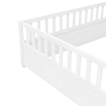 Full sizeFloor bed, integral construction with super high security barrier, door, children's floor bed frame, Montessori wooden children's floor bed, white W1858P164931-djyc