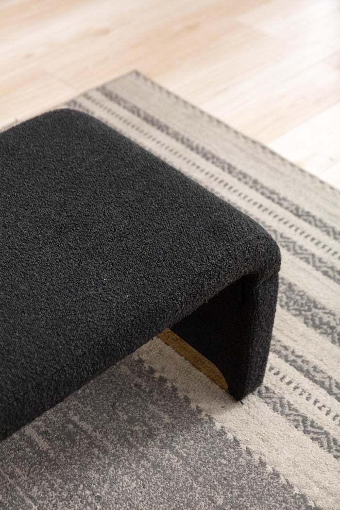 New Boucle Fabric Loveseat Ottoman Footstool Bedroom Bench Shoe Bench With Gold Metal Legs,Black W52762543-djyc