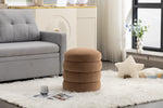 006-Soft VelvetRound Ottoman Footrest Stool,Coffee W527121862-djyc