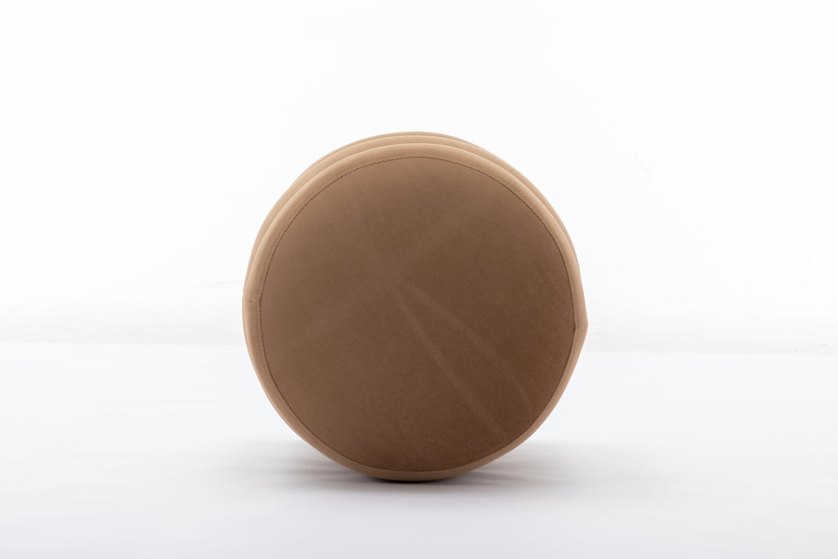 006-Soft VelvetRound Ottoman Footrest Stool,Coffee W527121862-djyc