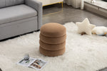 006-Soft VelvetRound Ottoman Footrest Stool,Coffee W527121862-djyc