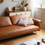 Luxurious Brown Genuine Leather & Faux Leather Sofa - Ultimate Comfort & Style Hersa-1618