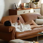 Luxurious Brown Genuine Leather & Faux Leather Sofa - Ultimate Comfort & Style Hersa-1618