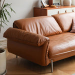 Luxurious Brown Genuine Leather & Faux Leather Sofa - Ultimate Comfort & Style Hersa-1618