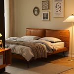 Luxurious Bed Frame - Rich Brown Faux Leather vs Genuine Leather Options Hersa-1625