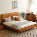 Luxurious Brown Faux & Genuine Leather Bed - Ultimate Comfort & Style Hersa-1626