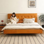 Luxurious Brown Faux & Genuine Leather Bed - Ultimate Comfort & Style Hersa-1626