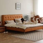 Luxurious Brown Faux & Genuine Leather Bed - Ultimate Comfort & Style Hersa-1626