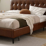 Luxurious Dark Brown Faux Leather Bed Frame - Sophisticated Design and Ultimate Comfort Hersa-1627