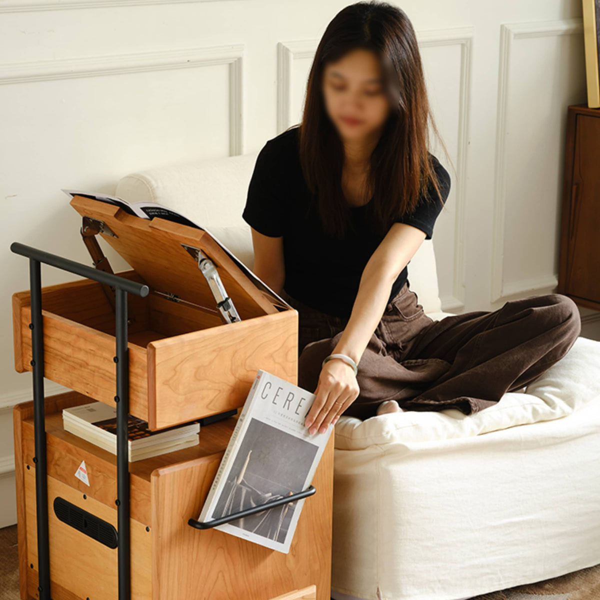 Natural Cherry Wood Tea Table - Elegant and Timeless Design Hersa-1629