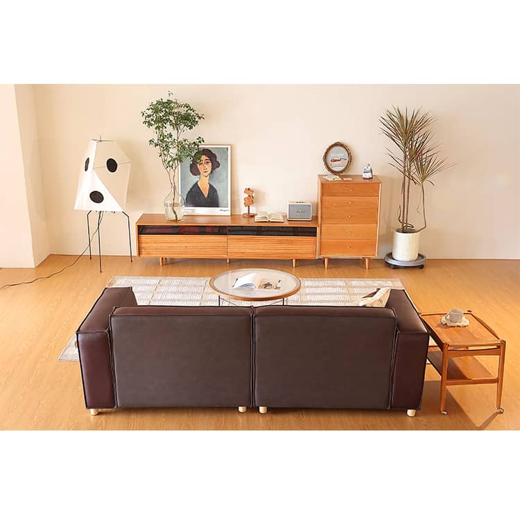 Stylish Natural Cherry & Beech Wood TV Cabinet with Glass Doors Hersa-1630