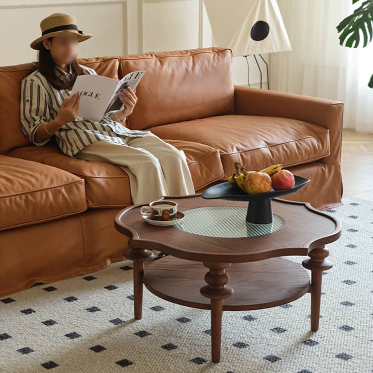 Elegant Brown Glass Tea Table - Modern Coffee Table for Stylish Living Rooms Hersa-1631