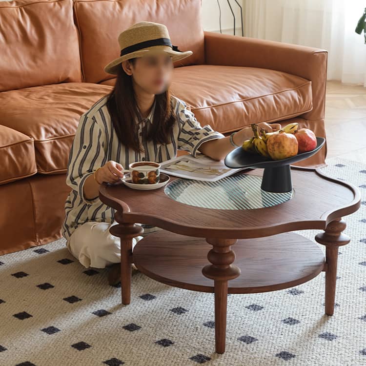 Elegant Brown Glass Tea Table - Modern Coffee Table for Stylish Living Rooms Hersa-1631