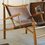 Elegant Brown Ash Wood Chair with Faux Leather Upholstery Hersa-1632