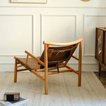 Elegant Brown Ash Wood Chair with Faux Leather Upholstery Hersa-1632