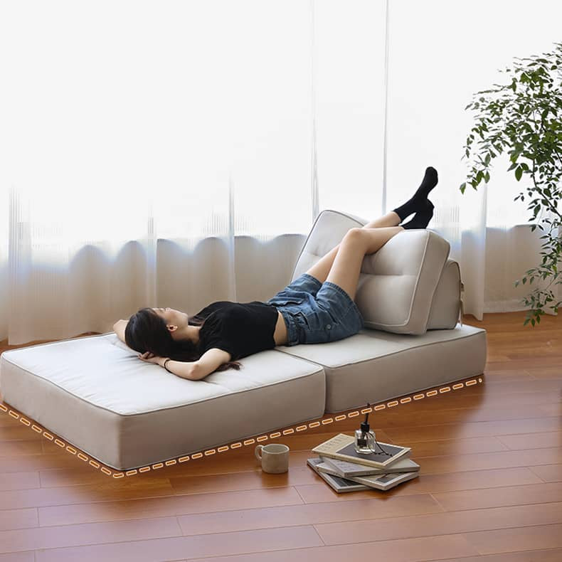 Elegant Beige and Light Blue Sofa - Premium Cotton and Linen Upholstery Hersa-1639