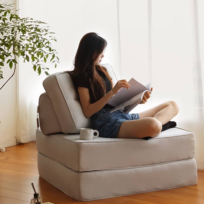 Elegant Beige and Light Blue Sofa - Premium Cotton and Linen Upholstery Hersa-1639