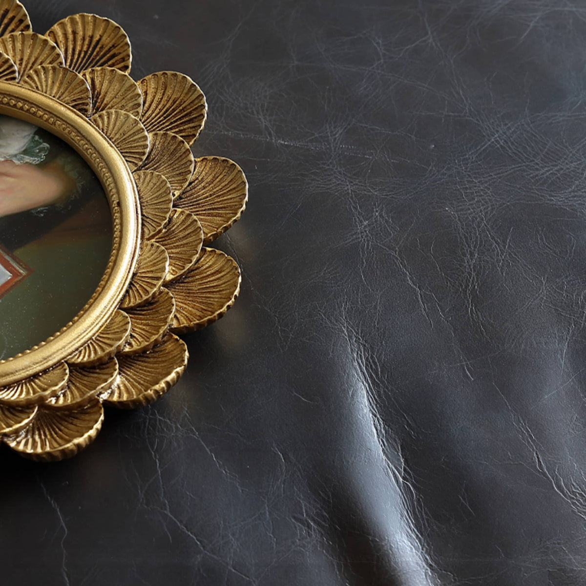 Luxurious Black Genuine Leather Sofa with Solid Wood Frame and Plush Down Filling Hersa-1644