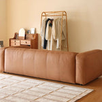 Luxurious Brown Solid Wood Sofa with Premium Genuine Leather and Down Filling Hersa-1647