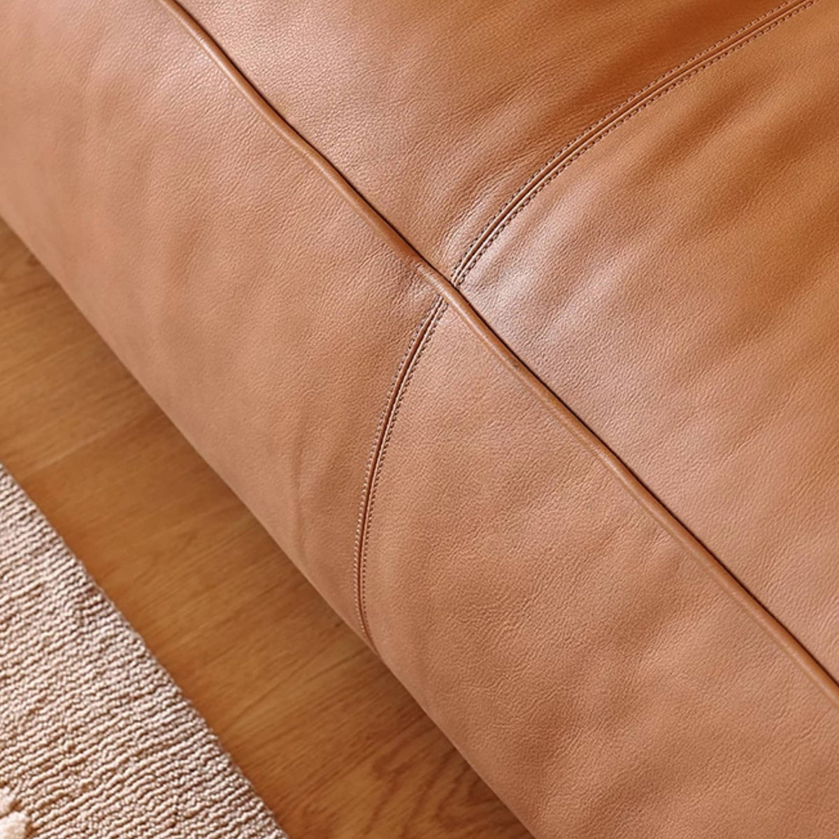 Luxurious Brown Solid Wood Sofa with Premium Genuine Leather and Down Filling Hersa-1647