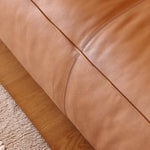 Luxurious Brown Solid Wood Sofa with Premium Genuine Leather and Down Filling Hersa-1647