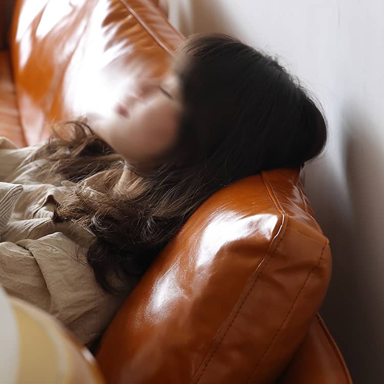 Luxurious Orange Genuine & Faux Leather Sofa with Plush Down Comfort Hersa-1648