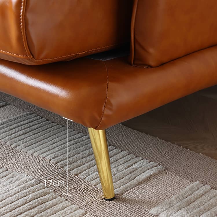 Luxurious Orange Genuine & Faux Leather Sofa with Plush Down Comfort Hersa-1648