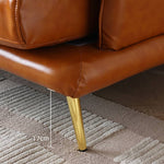 Luxurious Orange Genuine & Faux Leather Sofa with Plush Down Comfort Hersa-1648