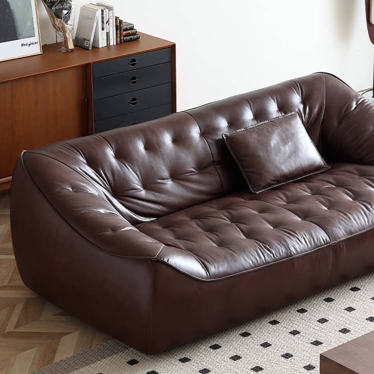 Luxurious Dark Brown Leather Sofa - Genuine Comfort with Faux Leather Durability Hersa-1649