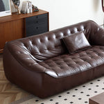 Luxurious Dark Brown Leather Sofa - Genuine Comfort with Faux Leather Durability Hersa-1649