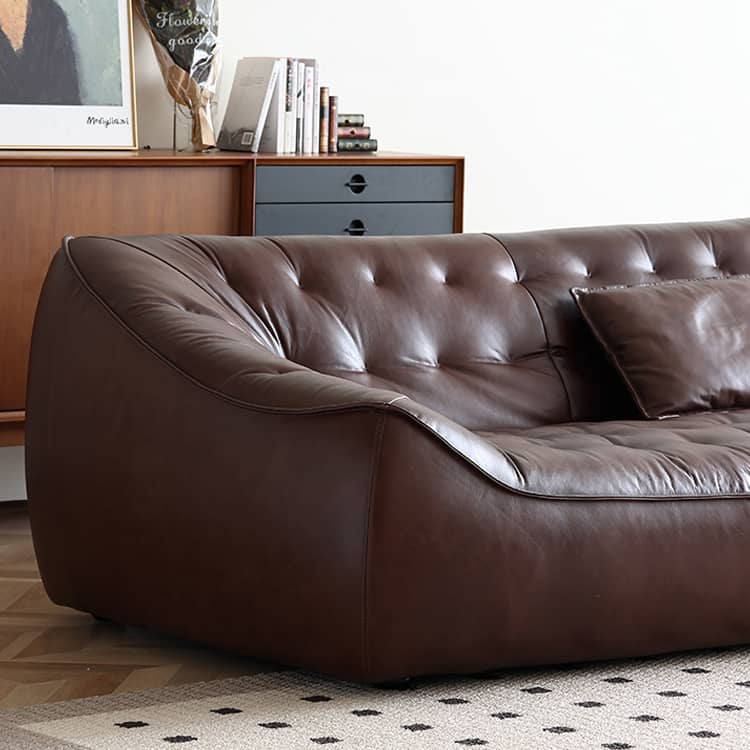 Luxurious Dark Brown Leather Sofa - Genuine Comfort with Faux Leather Durability Hersa-1649