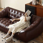 Luxurious Dark Brown Leather Sofa - Genuine Comfort with Faux Leather Durability Hersa-1649