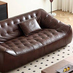 Luxurious Dark Brown Leather Sofa - Genuine Comfort with Faux Leather Durability Hersa-1649