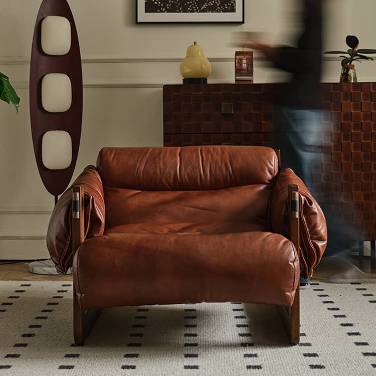 Luxurious Dark Brown Genuine Leather Sofa with Ash Wood Frame - Supreme Comfort & Style Hersa-1650