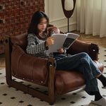 Luxurious Dark Brown Genuine Leather Sofa with Ash Wood Frame - Supreme Comfort & Style Hersa-1650