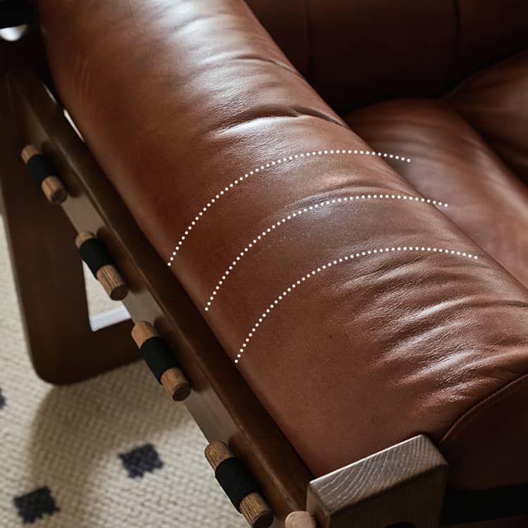 Luxurious Dark Brown Genuine Leather Sofa with Ash Wood Frame - Supreme Comfort & Style Hersa-1650