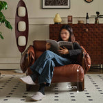 Luxurious Dark Brown Genuine Leather Sofa with Ash Wood Frame - Supreme Comfort & Style Hersa-1650