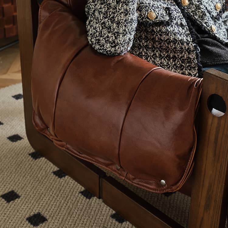 Luxurious Dark Brown Genuine Leather Sofa with Ash Wood Frame - Supreme Comfort & Style Hersa-1650