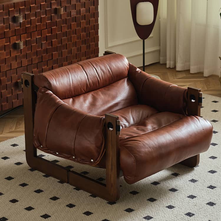 Luxurious Dark Brown Genuine Leather Sofa with Ash Wood Frame - Supreme Comfort & Style Hersa-1650