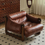 Luxurious Dark Brown Genuine Leather Sofa with Ash Wood Frame - Supreme Comfort & Style Hersa-1650