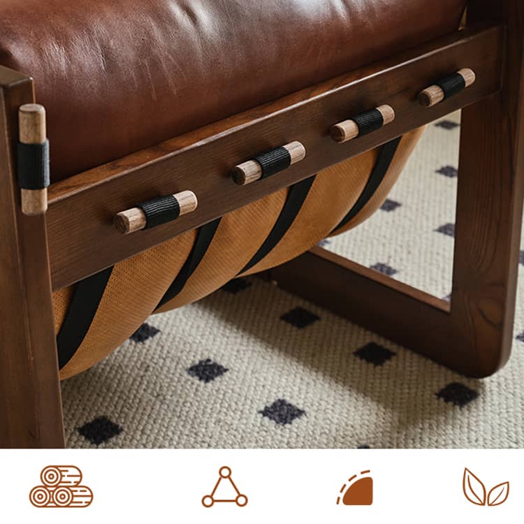 Luxurious Dark Brown Genuine Leather Sofa with Ash Wood Frame - Supreme Comfort & Style Hersa-1650