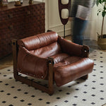 Luxurious Dark Brown Genuine Leather Sofa with Ash Wood Frame - Supreme Comfort & Style Hersa-1650