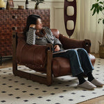 Luxurious Dark Brown Genuine Leather Sofa with Ash Wood Frame - Supreme Comfort & Style Hersa-1650