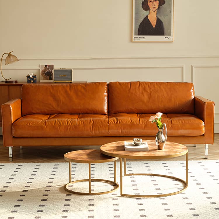 Luxurious Brown Faux Leather Sofa - Premium Comfort & Style Hersa-1651