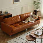 Luxurious Brown Faux Leather Sofa - Premium Comfort & Style Hersa-1651