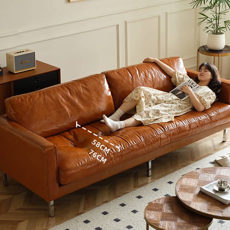 Luxurious Brown Faux Leather Sofa - Premium Comfort & Style Hersa-1651