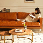 Luxurious Brown Faux Leather Sofa - Premium Comfort & Style Hersa-1651