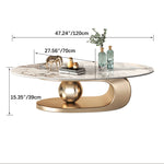 Luxurious Ceramic Sintered Stone Tea Table with Stainless Steel Base - Modern Elegance for Your Living Room fdl-2595