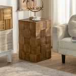 Stylish Chinese Fir Bedside Cupboard - Modern Checkerboard Design hdst-4221